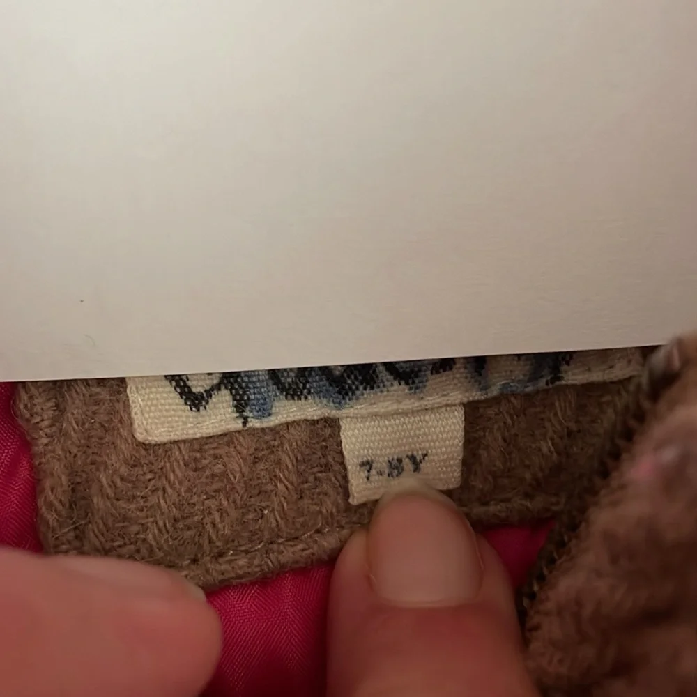 Mini Boden brown hooded coat toggle close - Picture 3 of 6